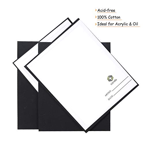 CONDA Black Canvases for Painting 9x12 inch, Pack of 14, 100% Cotton Acid-Free, 8 oz Gesso-Primed, Canvas Panels, Art Boards for Oil & Acrylic conda
