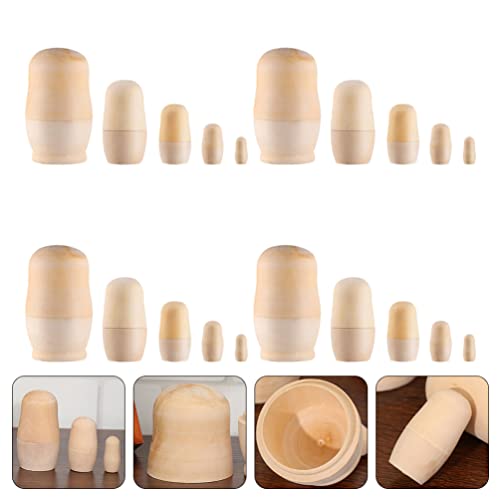 STOBOK Kids Art Supplies 4 Sets Unpainted Russian Dolls Wooden Blank Russian Nesting Dolls Dolls Create Your Own Nesting Dolls for Kids DIY Kids Toys STOBOK