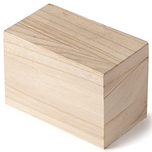 Make Market 6.5” Unfinished Wooden Recipe Box Ready-To-Decorate Wood Recipe Box, Holds 3” x 5” Index Cards - Bulk 6 Pack