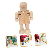Kisangel 4pcs wooden robot adjustable wooden figure peg doll figures unfinished wooden peg doll wooden peg doll bodies unfinished peg dolls wooden Kisangel
