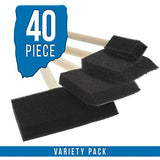 U.S. Art Supply Variety Pack Foam Sponge Wood Handle Paint Brush Set (Value Pack of 40 Brushes) - Lightweight, Durable and Great for Acrylics, U.S. Art Supply