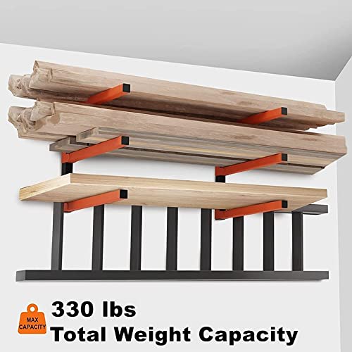 WALMANN Lumber Storage Rack for Garage, Wall Mount Heavy Duty Lumber Rack, Overhead Wood Storage Rack for Woodworking Shop(2 Pairs) - WoodArtSupply