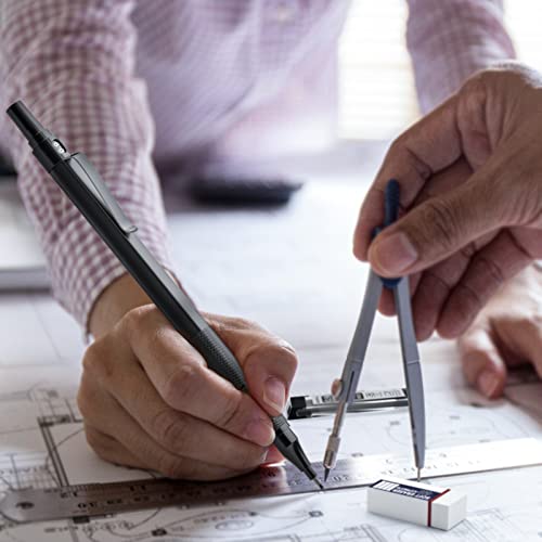 Nicpro Metal 0.9 mm Mechanical Pencils Set with Case, 3PCS Black 0.9mm Drafting Pencil, 6 Tubes HB Lead Refills, 3PCS Erasers, Erasers Refills for Nicpro