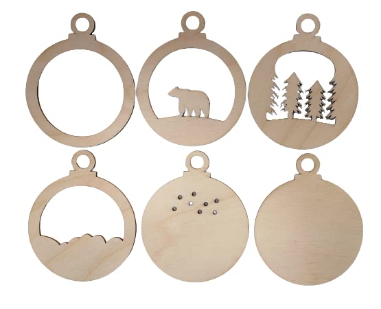 Bear in the Forest Round Sign 6 Pieces Laser Cut Out Unfinished RND67 The Wood Shape Store