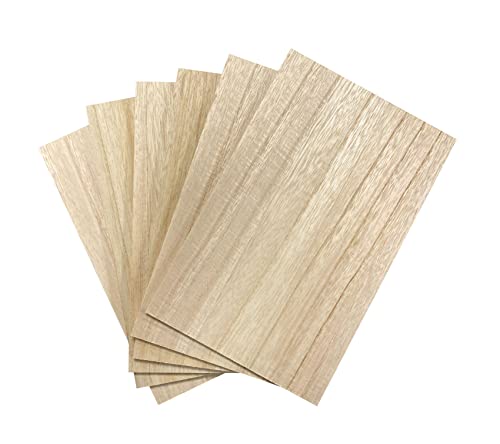 6 Pieces Veneered MDF Double Sided Paulownia Wood,MDF Core,6.4mm 1/4th Inch, 7" x11" Rectangle Slice, Unfinished Wooden Canvas Boards Signs for Cregugua