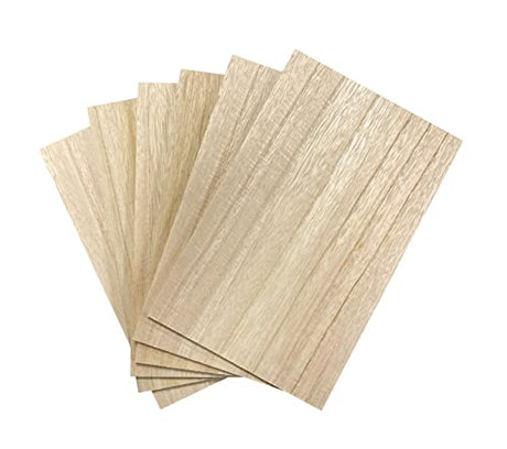 6 Pieces Veneered MDF Double Sided Paulownia Wood,MDF Core,6.4mm 1/4th Inch, 7" x11" Rectangle Slice, Unfinished Wooden Canvas Boards Signs for Cregugua