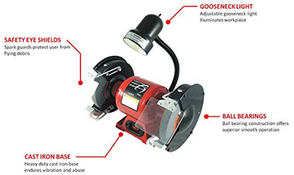 Sunex 8 inch Bench Grinder - WoodArtSupply