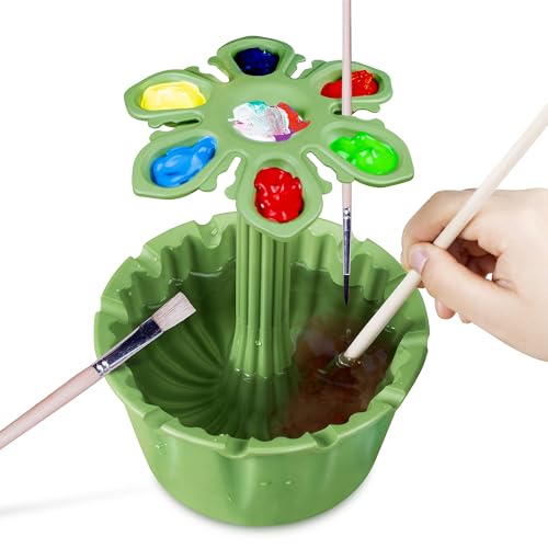 SOTER Paint Brush Cleaner All-In-One Solution For Artists - Includes Paint Brush Holder, Rinse Cup, And Paint Palette Your Ultimate Artistic - WoodArtSupply