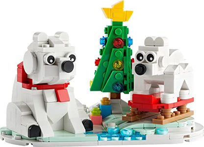 LEGO Wintertime Polar Bears 40571 Christmas Décor Building Kit, Polar Bear Gift, Great Stocking Stuffer for Kids, Features a Christmas Tree Toy and - WoodArtSupply