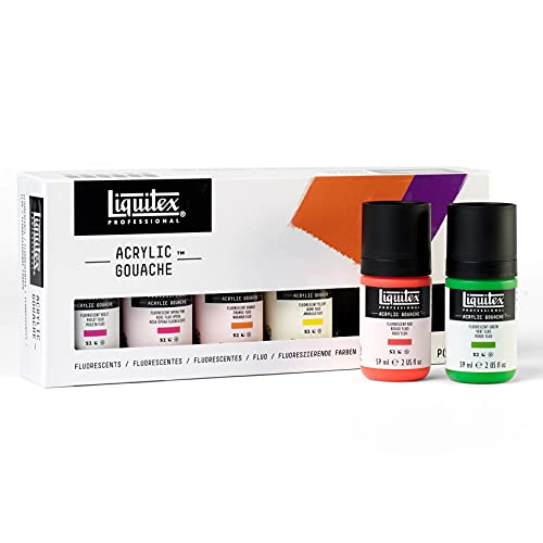 Liquitex Professional Acrylic Gouache Paint, 6 x 59ml (2-oz), Fluorescents Set - WoodArtSupply