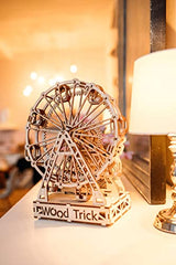 Wood Trick Ferris Wheel Rotating Mechanical Model - 3D Wooden Puzzles for Adults and Kids to Build - Engineering DIY Wooden Models for Adults to Wood Trick