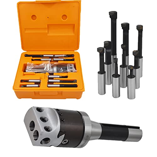 raseparter 2In Boring Head Set, 9-Pack Carbide Boring Bar Set, R8 Shank 1/2In Milling Milling Machine Accessories raseparter