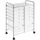 Yaheetech 12 Drawers Rolling Storage Cart Multipurpose Movable Organizer Cart Storage Bin Trolley Tools Scrapbook Paper Organizer on Wheels, White Yaheetech