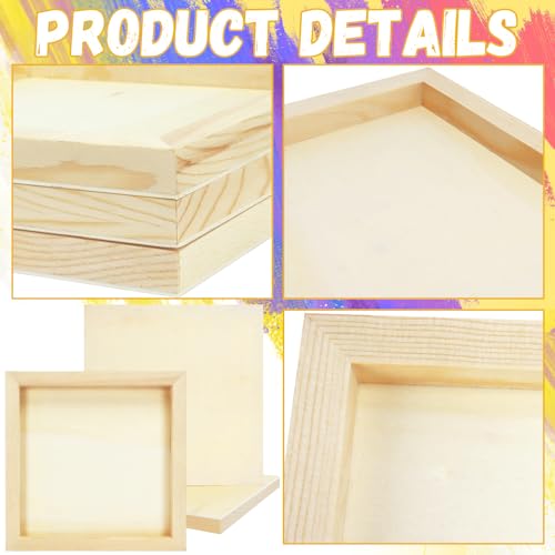 Fireboomoon 6 Pack Square Wood Panels,Unfinished Blank Wooden Canvas Cradled Painting Panel Boards for Craft,Drawing,Painting,Pouring,Wood Burning(8"