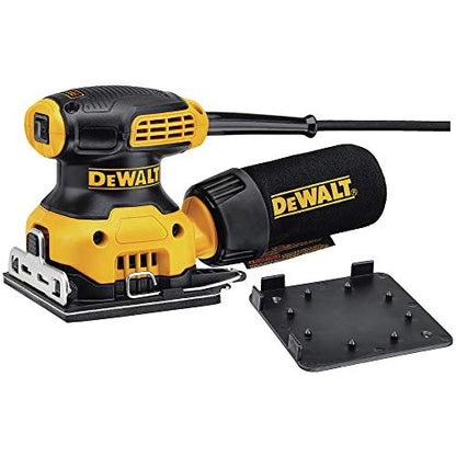 DEWALT Palm Sander, 1/4-Inch, 2.3 Amp, 14,000 OPM, Storage Bag Included, Corded (DWE6411K), Yellow - WoodArtSupply