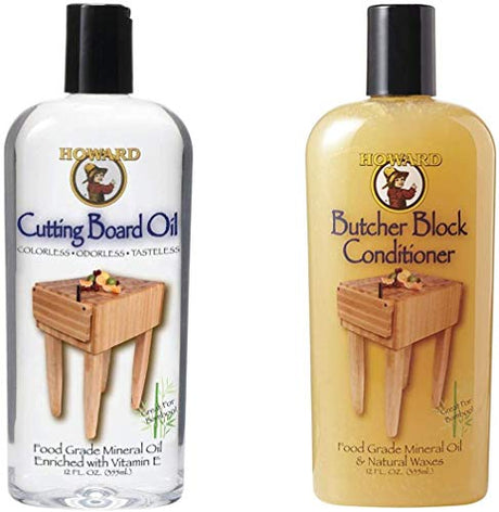 HOWARD Butcher Block Conditioner and Cutting Board Oil, Food Grade Conditioner and Oil, Great for Wooden Bowls and Utensils, Re hydrate your Cutting Howard