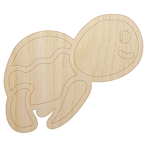 Turtle Swimming Doodle Unfinished Wood Shape Piece Cutout for DIY Craft Projects - 1/8 Inch Thick - 4.70 Inch Size Sniggle Sloth
