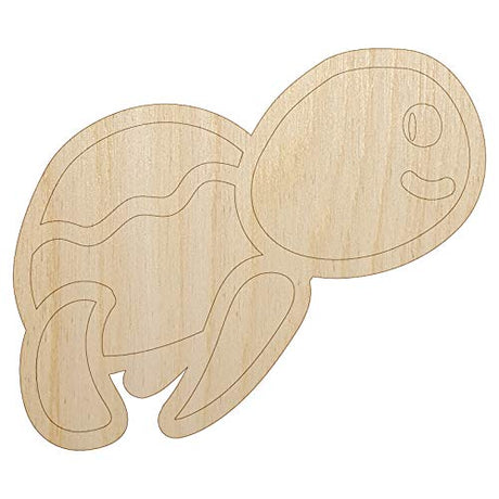 Turtle Swimming Doodle Unfinished Wood Shape Piece Cutout for DIY Craft Projects - 1/8 Inch Thick - 4.70 Inch Size Sniggle Sloth