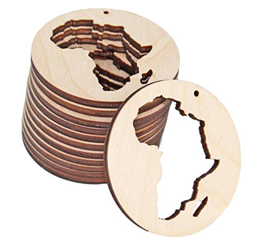 ALL SIZES BULK (12pc to 100pc) Unfinished Wood Laser Cutout AFRICA Dangle Earring Jewelry Blanks Charms Shape Crafts Made in Texas Texan Wood Crafts