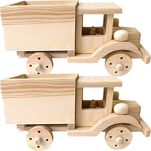 Kisangel Christmas Decorations 2 Sets Wooden Car Model 3D Unfinished Puzzles Build Car Kit Science Experiments Educational Building Table Art