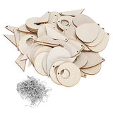 60 Pieces Unfinished Wooden Earrings Blank, Teardrop Tapered Round Earrings Pendants with 60 Pieces Earring Hooks and 60 Pieces Jump Rings for HERCHR