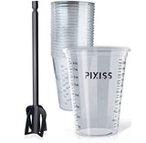 Resin Mixer Epoxy Mixer Paddles - 20 Graduated Mixing Cups & Reusable Pixiss Multipurpose Bidirectional Paint Stirrer for Drill Epoxy & Paint Mixer Pixiss