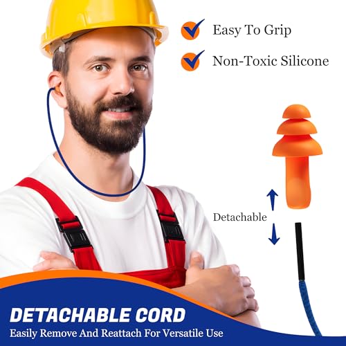 Quality Reusable Earplugs 100 Pair - 25dB Corded Silicone Ear Plugs for Shooting Noise Reduction Construction Work - Motorcycle Ear Plugs with String Quality Plugs by Rips