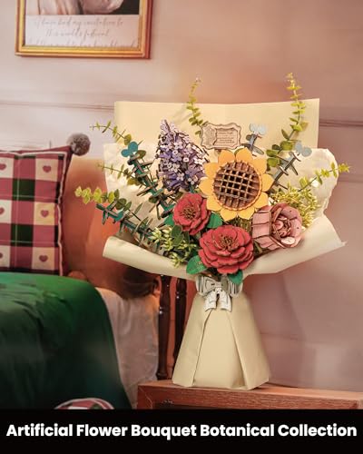 3D Wooden Puzzles Flower Bouquet Model Kit Building Set For Adults, Wooden Flowers Building Toy Botanical Collection, Creative Gift Ideas for Home Wowood