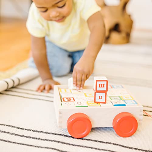 Melissa & Doug Classic ABC Wooden Block Cart Educational Toy With 30 1-Inch Solid ABC Wood Blocks For Toddlers Ages 2+ - WoodArtSupply