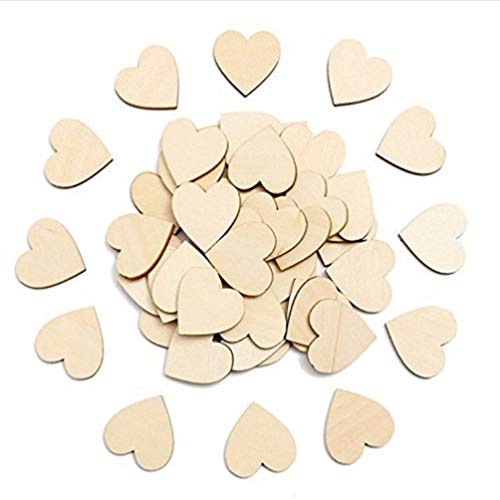 Vosarea 50pcs Wooden Hearts Slices Blank Unfinished Wooden Discs Cutout Pieces Embellishments for Scrapbooking Wedding Table Scatter DIY Arts Craft VOSAREA