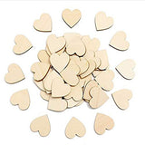 Vosarea 50pcs Wooden Hearts Slices Blank Unfinished Wooden Discs Cutout Pieces Embellishments for Scrapbooking Wedding Table Scatter DIY Arts Craft VOSAREA