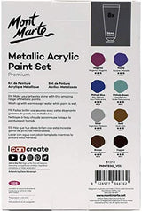 MONT MARTE Premium Metallic Acrylic Paint Set, 8 x 1.02oz (36ml) Tubes, 8 Colors, Suitable for Most Surfaces Including Canvas, Card, Paper and Wood MONT MARTE