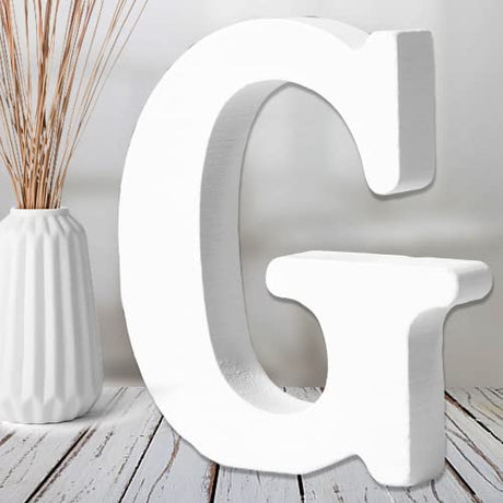 AOCEAN 6 Inch White Wood Letters Unfinished Wood Letters for Wall Decor Decorative Standing Letters Slices Sign Board Decoration for Craft Home Party AOCEAN