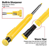 Hiboom 2 Pack Solid Carpenter Pencil with 14 Refill, Long Nosed Deep Hole Mechanical Marker Built-in Sharpener for Woodworking Architect Fathers Day Hiboom
