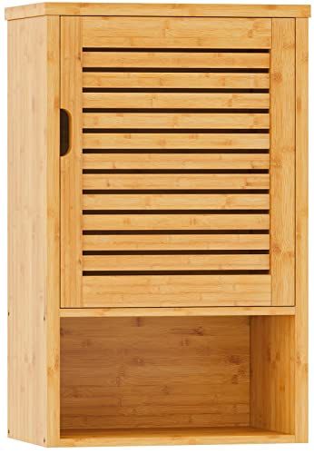 VIAGDO Bamboo Wall-Mounted Bathroom Cabinet with Adjustable Inner Shelf and Single Door VIAGDO