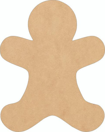 Unfinished Wood Gingerbread Man 5" Cutout, Paintable MDF 1/8" Food Craft Shape