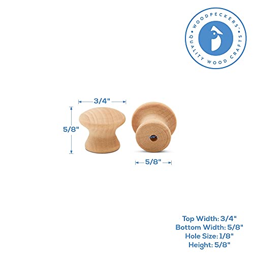 Woodpeckers End Grain Wood Knobs 3/4-inch, Pack of 25 Unfinished Small Wooden Knobs for Cabinets, Dressers, Drawer Pull Knobs, Furniture Replacement Woodpeckers