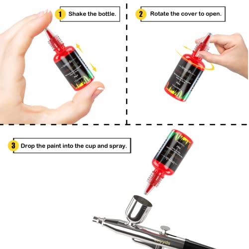 imyyds Airbrush Paint, 24 Color Acrylic Airbrush Paint Set, Water Based Read-to-Spray Air Brush Painting Set, Airbrush Spray Paint Kit for Papers, imyyds