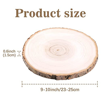 Pllieay 5Pcs 9-10 Inch Natural Poplar Wood Slices for Centerpieces, Large Wood Slice Ornaments for Crafts Coasters Cupcake Stand, Pyrography,