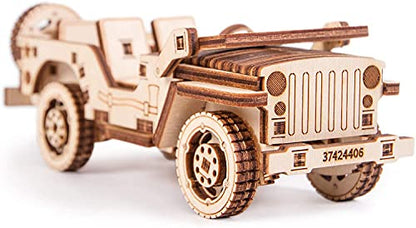 Wood Trick SUV Car Mini 3D Wooden Puzzle for Adults and Kids to Build - 6.3 x 2.8 in - Mechanical Moving Parts - Wood Model Kit - WoodArtSupply