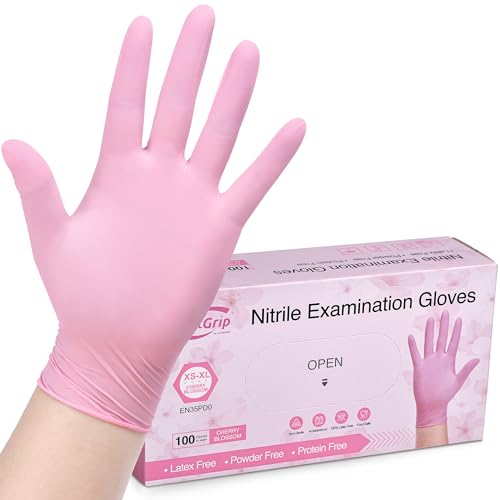 SwiftGrip Pink Nitrile Exam Gloves, 3-mil, XL, 100-ct Box, Powder-Free, Latex-Free, Medical Grade Gloves for Cleaning & Esthetician SwiftGrip