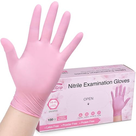 SwiftGrip Pink Nitrile Exam Gloves, 3-mil, XL, 100-ct Box, Powder-Free, Latex-Free, Medical Grade Gloves for Cleaning & Esthetician SwiftGrip