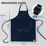 ROTANET Extra Large Apron for Men Adjustable Bib Apron with 2 pockets Cooking Apron for Women Chef Water & Oil Resistant Navy Blue ROTANET