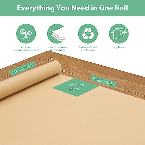 OcePor Brown Paper Roll 15"×450", Craft Paper, Kraft Paper Roll, Wrapping Paper, Packing Paper for Moving, Gift Wrapping, Wall Art, Table Runner, - WoodArtSupply