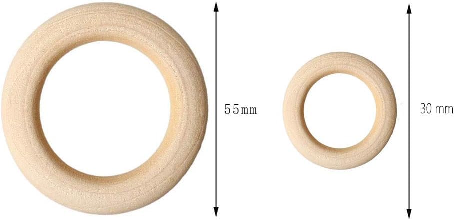 15 Pcs Wooden Rings, Macrame Wooden Rings For Diy Craft Pendant Connectors  Jewelry Making (55 Mm)
