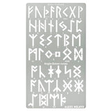 Aleks Melnyk No.483 Metal Stencil, Elder Futhark and Anglo-Saxon Runes 0.8in, Ancient Alphabet, Sigil Magic Alphabet Stencil 1 PC, Template Wood Aleks Melnyk