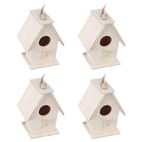4Pcs Wooden Birdhouse Kits, Hanging Bird House Decorative Small Wood Birds Nest Cage Unfinished Paintable Nesting Box Innovative Birdcage Crafting Tiiyee
