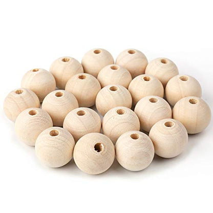 Foraineam 200 Pcs 1 Inch / 25mm Wood Beads Round Wooden Spacer Beads Unfinished Natural Wood Loose Beads - WoodArtSupply