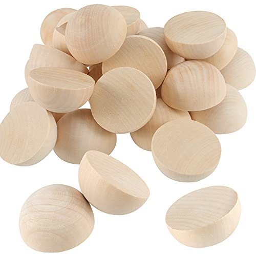 SEHOI 50 PCS 2 Inch Half Wooden Balls, Unfinished Split Wood Balls, Natural Half Wooden Balls for Crafts, Ornaments, DIY Projects SEHOI