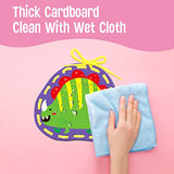 9 Pieces Kids Lacing Cards, Double Sided Sewing Cards in 9 Dinosaurs with 9 Colorful Laces, Imagination Development Lacing Toys Games for Children SpriteGru